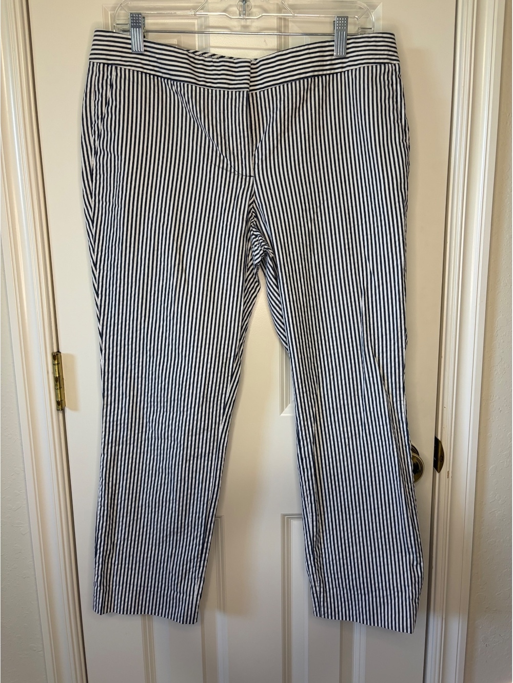 J Crew Black and White Seersucker Pants size 10